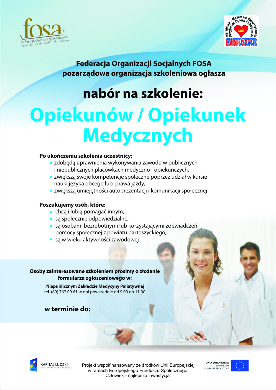 Plakat opiekunki medyczne bartoszyce